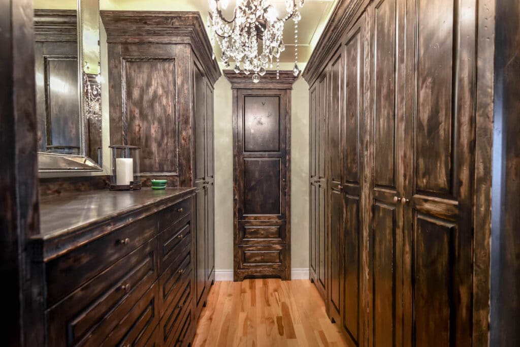 Custom Maple Closet in Edmonton Distressed Antique Finish